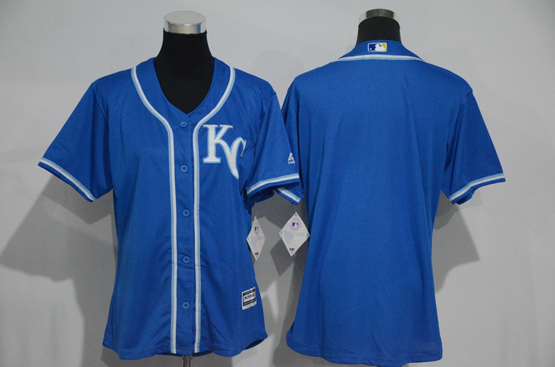 Womens 2017 MLB Kansas City Royals Blank Blue Jerseys->women mlb jersey->Women Jersey